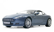阿斯顿马丁DB9 coupe 汽车模型 红河 1：18 银蓝色