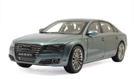 奥迪A8L W12 汽车模型 京商 1：18 银绿色