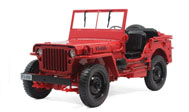 二战威利斯吉普 汽车模型 威利 1：18 红色 18036W