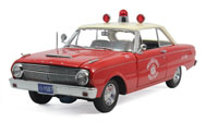 1963年福特猎鹰费城警车 消防警车汽车模型 太阳星1:18红色 4553